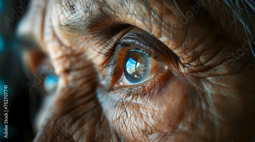 Reflective Blue Eyes of an Older Person photo