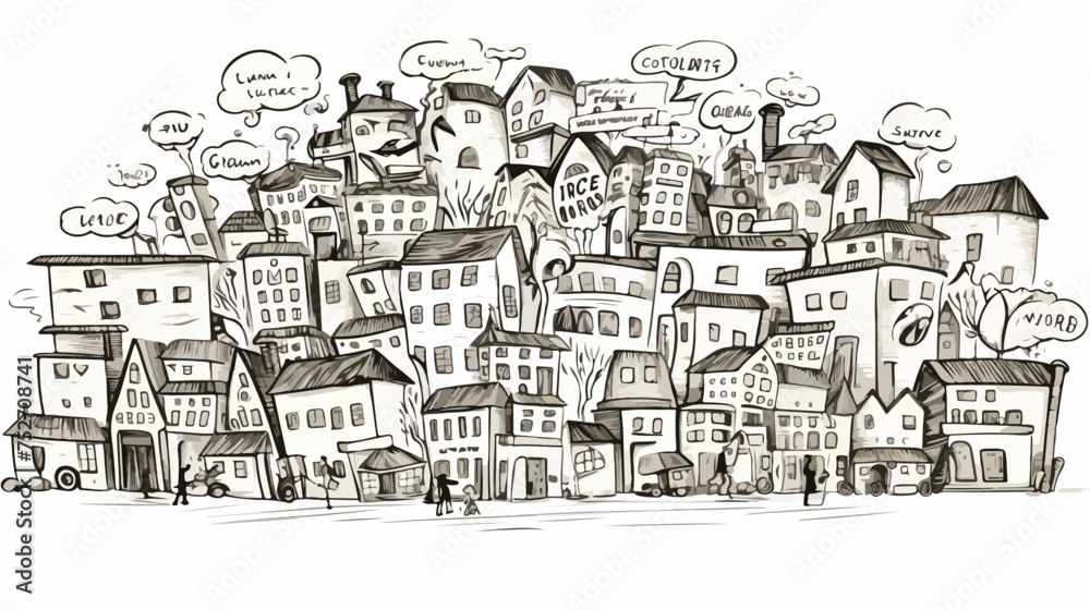 Freehand drawn speech bubble cartoon housing market