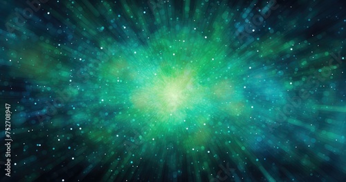 abstract galactic green light explosion background