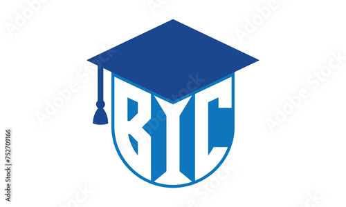 BIC initial letter academic logo design vector template. school college logo, university logo, graduation cap logo, institute logo, educational logo, library logo, teaching logo, book shop, varsity