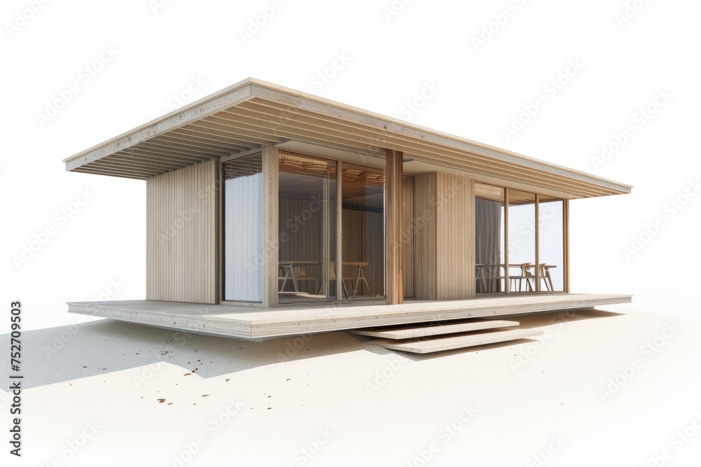 Modern beach house with a minimalist design and clean lines, allowing the natural beauty of the surroundings to take center stage, on isolated white background, Generative AI Modern beach house with a minimalist design and clean lines, allowing the natural beauty of the surroundings to take center stage, on isolated white background, Generative AI