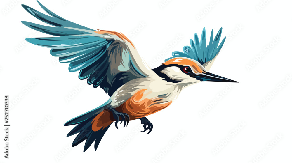 Fototapeta premium Freehand textured cartoon bird flying freehand drawing