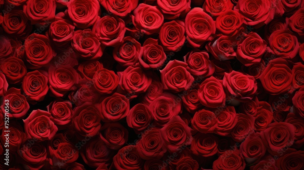 velvet red roses  background full bloom - obrazy, fototapety, plakaty 