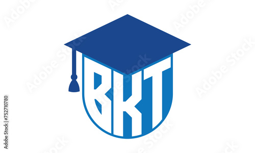BKT initial letter academic logo design vector template. school college logo, university logo, graduation cap logo, institute logo, educational logo, library logo, teaching logo, book shop, varsity photo