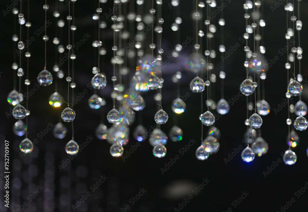 Beautiful crystal lights in the wedding hall