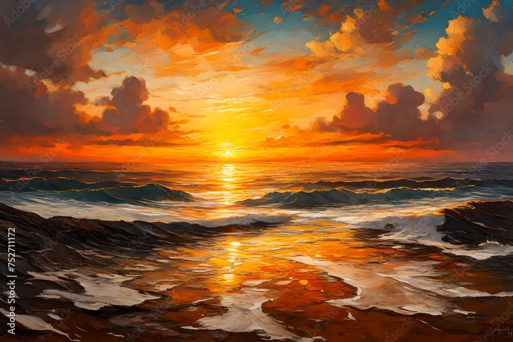 sunset over the sea generated by AI