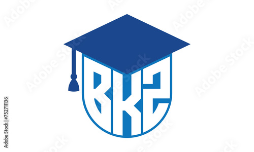 BKZ initial letter academic logo design vector template. school college logo, university logo, graduation cap logo, institute logo, educational logo, library logo, teaching logo, book shop, varsity photo