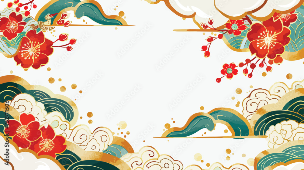 Gold frame with a Japanese pattern of New Year holiday