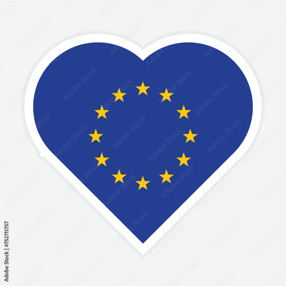 European Union flag. EU flag in Heart shape. Vector European Union flag in Heart.
European Union flag. EU flag in Heart shape. Vector European Union flag in Heart.