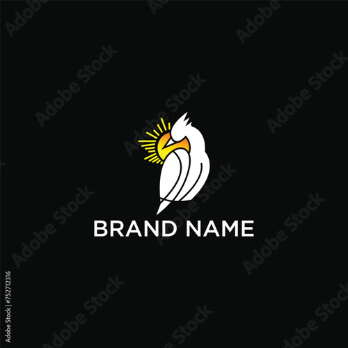 Parrot Bird Sunset Logo Design Vector Illustration
