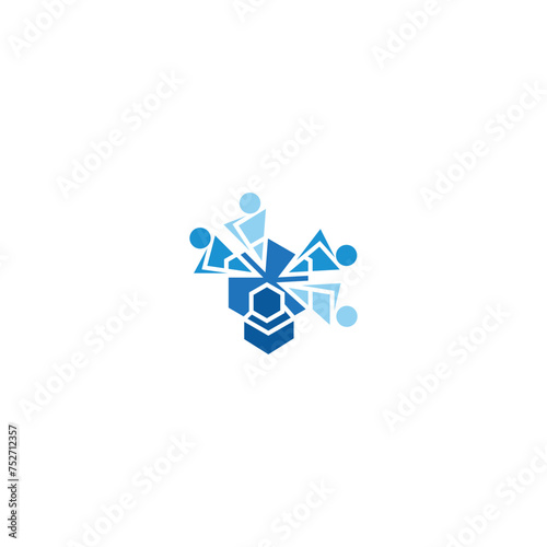 Four-Five Person Collaboration. Teamwork Concept and great work logo design