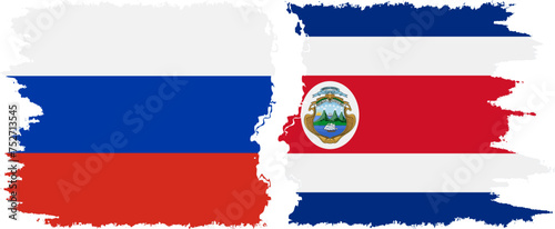 Costa Rica and Russia grunge flags connection vector