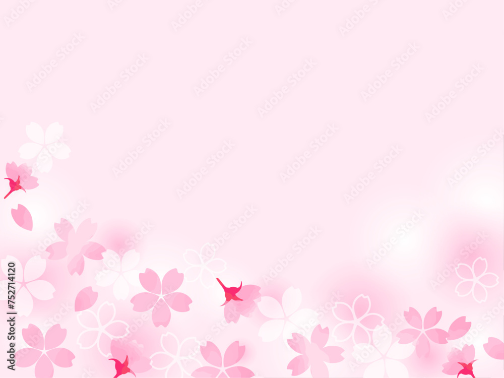 ふんわりピンクが優しい春の桜の花の背景イラスト素材