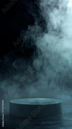Wallpaper Mural A black podium with smoke rising against a gray background, creating a fantastical and mystical atmosphere.
 Torontodigital.ca