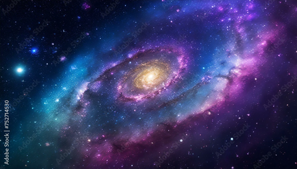 宇宙の星雲と銀河　美しいカラフルな銀河系
