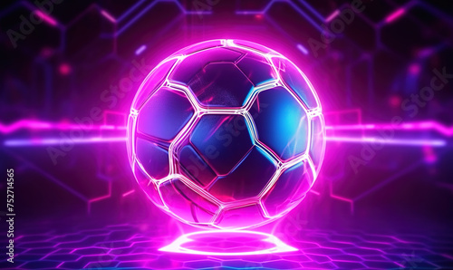 Neon soccer ball on a dark background © Dina Studio