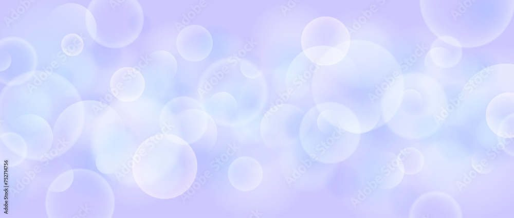 Abstract purple circle bokeh wallpaper. Smooth soft blur effect background. Shiny blurry light sparkles texture. Seasonal backdrop for Christmas, New Year or birthday card, poster, banner. Vector