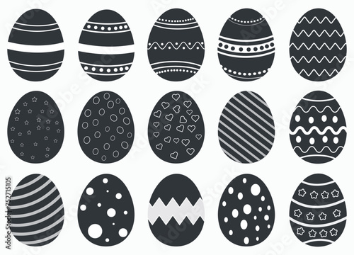 Easter day eggs Set vector illustration isolated Easter silhouettes photo