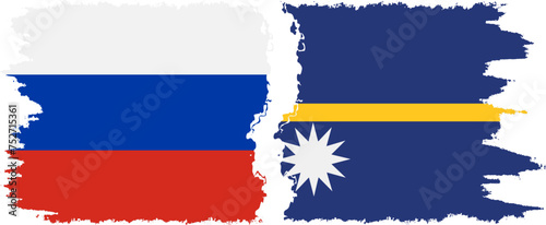 Free Download Nauru and Russia grunge flags connection vector - GFXLoad
