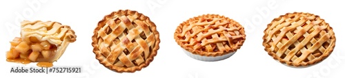 apple pie isolated on a transparent PNG background, white background , Generative Ai photo
