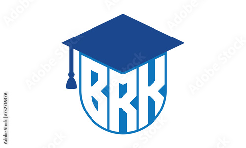 BRK initial letter academic logo design vector template. school college logo, university logo, graduation cap logo, institute logo, educational logo, library logo, teaching logo, book shop, varsity
