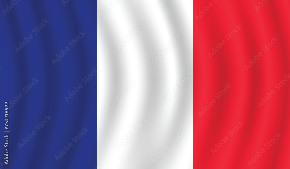 Flat Illustration of France flag. France national flag design. France Wave flag.
