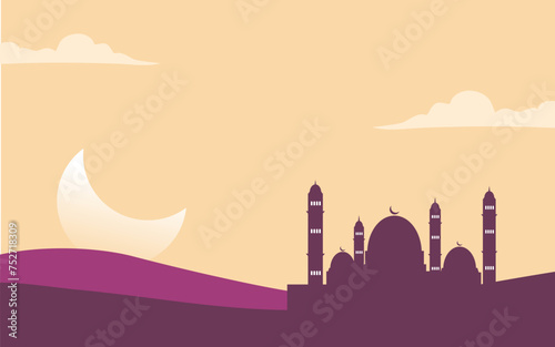 Canvas Print Simple purple Ramadan mosque background