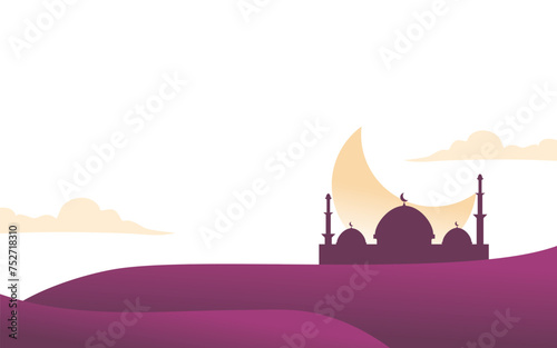 Simple modern Ramadan mosque silhouette background