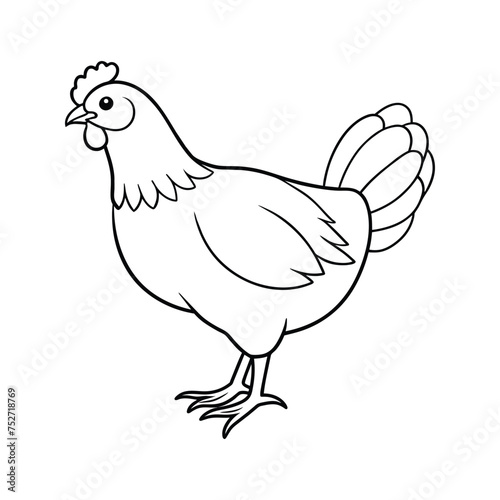 Chicken illustration coloring page for kids