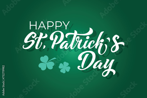 Happy Saint Patricks day handwritten lettering typography. Hand drawn design elements. Logos and emblems for invitation, card.