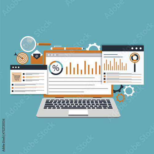 oncept for Digital marketing agency, digital media campaign flat vector illustration