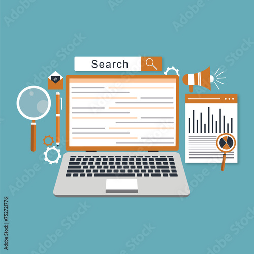 oncept for Digital marketing agency, digital media campaign flat vector illustration