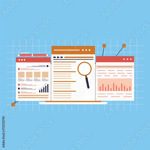 oncept for Digital marketing agency, digital media campaign flat vector illustration