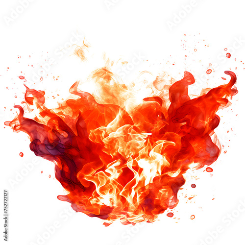 Fire flames isolated on white and transparent background