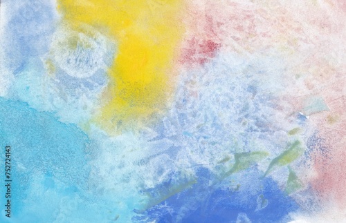 Abstract art background. Watercolours on paper. Rough brushstrokes of paint.