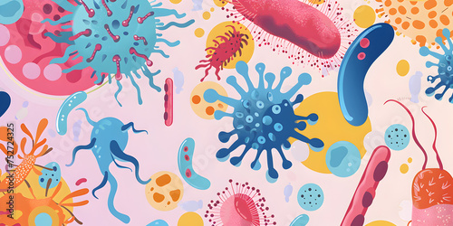 Virus and bacteriaBacteria and virus vector icons. germs, coronavirus ,Understanding Our Invisible Enemies: A Guide to Viruses and Bacteria , 