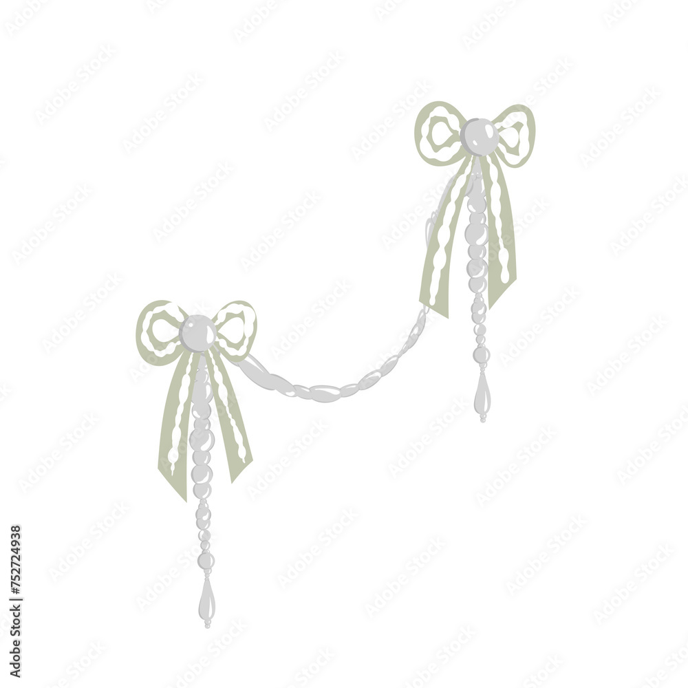 Illustrations of two bows with chain in gree Illustrations of two bows with chain in gree