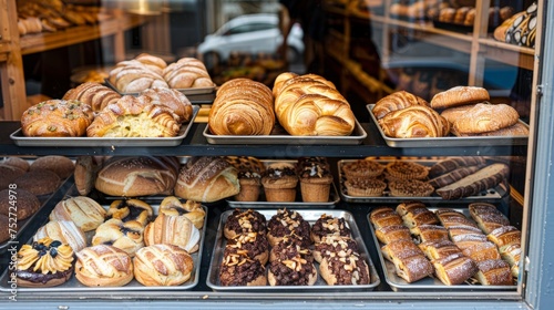 Gourmet Bakery Window Display - Variety of tempting pastries