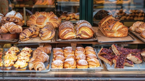 Artisan Pastries in Bakery Display - A visual feast
