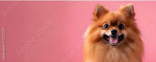 Adorable Pomeranian spitz breed dog posing on pink background Perfect for petthemed designs. Concept Dog Photography, Pet Portraits, Pomeranian Spitz, Cute Poses, Pink Background photo