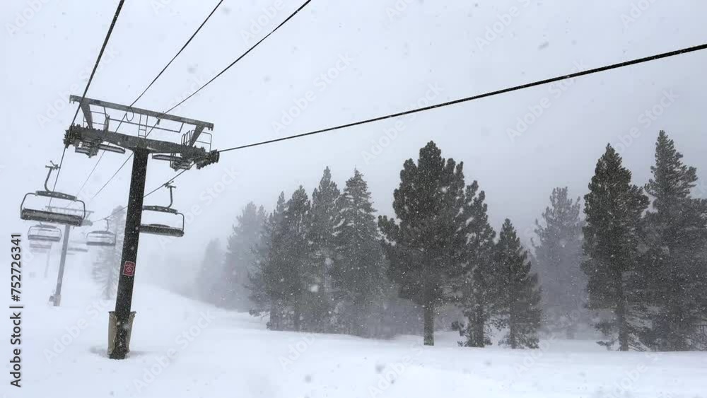 Ski Lifts in a Thick Sierra Blizzard, Mammoth California Ski Lifts in a Thick Sierra Blizzard, Mammoth California