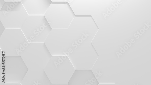 White Hexagon Background With Copy Space (3D illustration)