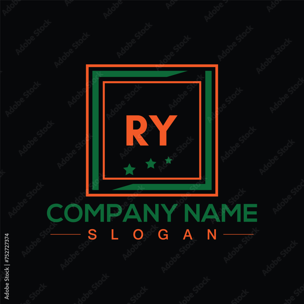 Letter RY initial logo or monogram design - obrazy, fototapety, plakaty 