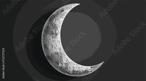 Moon sign illustration. Vector gray 3d printed icon photo