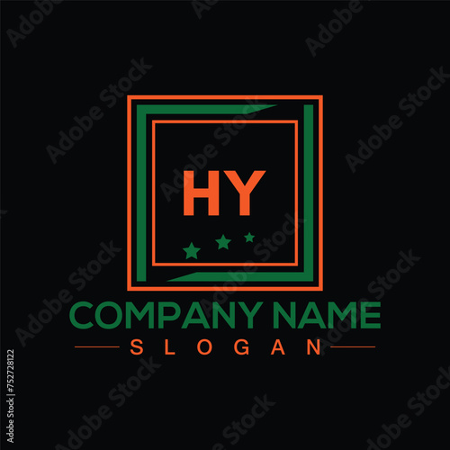 HY Letter Logo Design with Square shape design