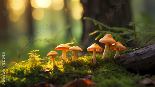 Mushrooms in the forest after the rain