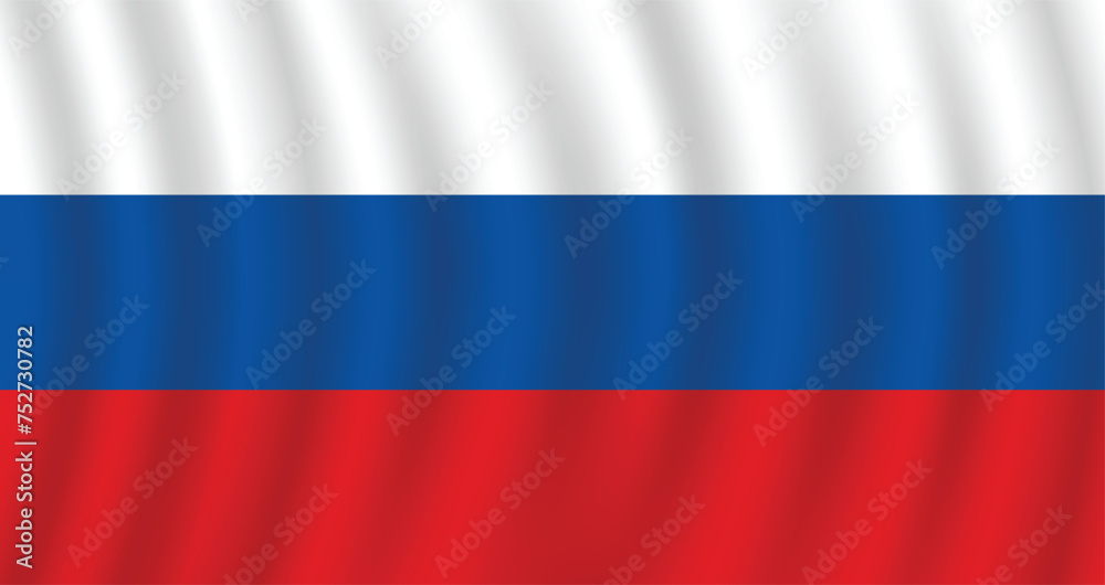 Flat Illustration of Russian flag. Russia national flag design. Russia Wave flag.
