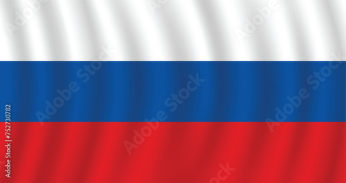 Flat Illustration of Russian flag. Russia national flag design. Russia Wave flag. 
