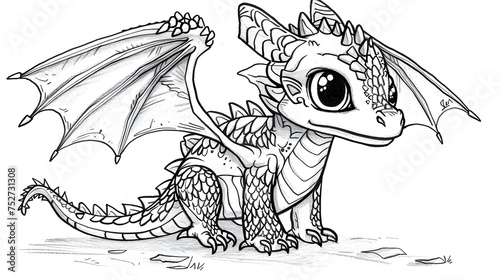 Baby dragon coloring page for kids
