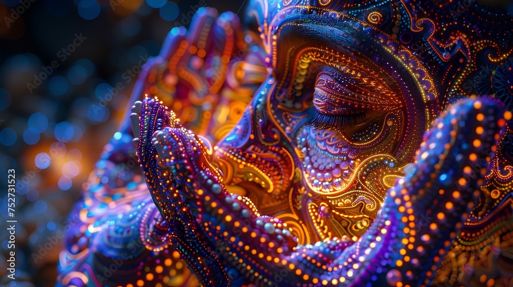 AI, human, the elevation the human soul, awareness of the shaman, full of colors chakra, 3D psychedelic. generative AI AI, human, the elevation the human soul, awareness of the shaman, full of colors chakra, 3D psychedelic. generative AI